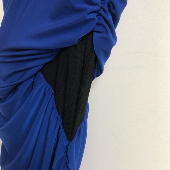 Joyce Leslie blue bodycon dress black mesh cutouts - Picture 3 of 6